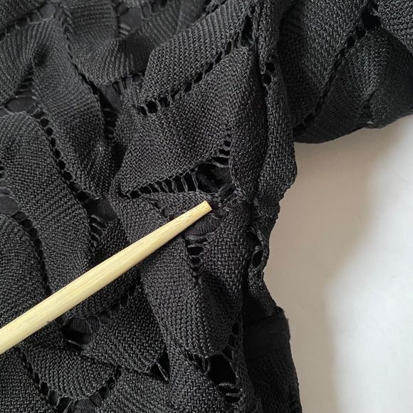 Free People Dress Womens Small Black Crochet Knit Chevron Pattern Bodycon Read - Picture 15 of 15